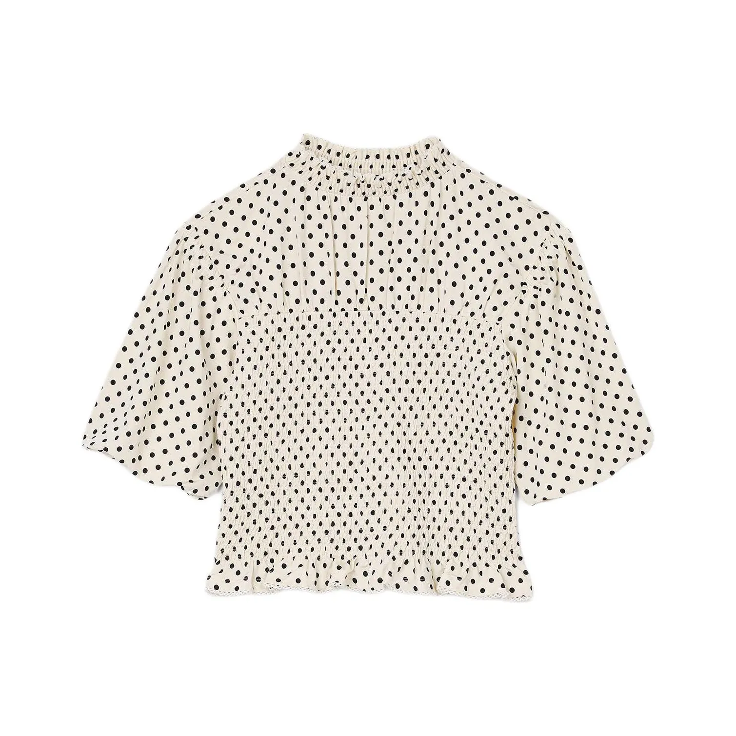 Sandro Polka Dot print Shirred Blouse