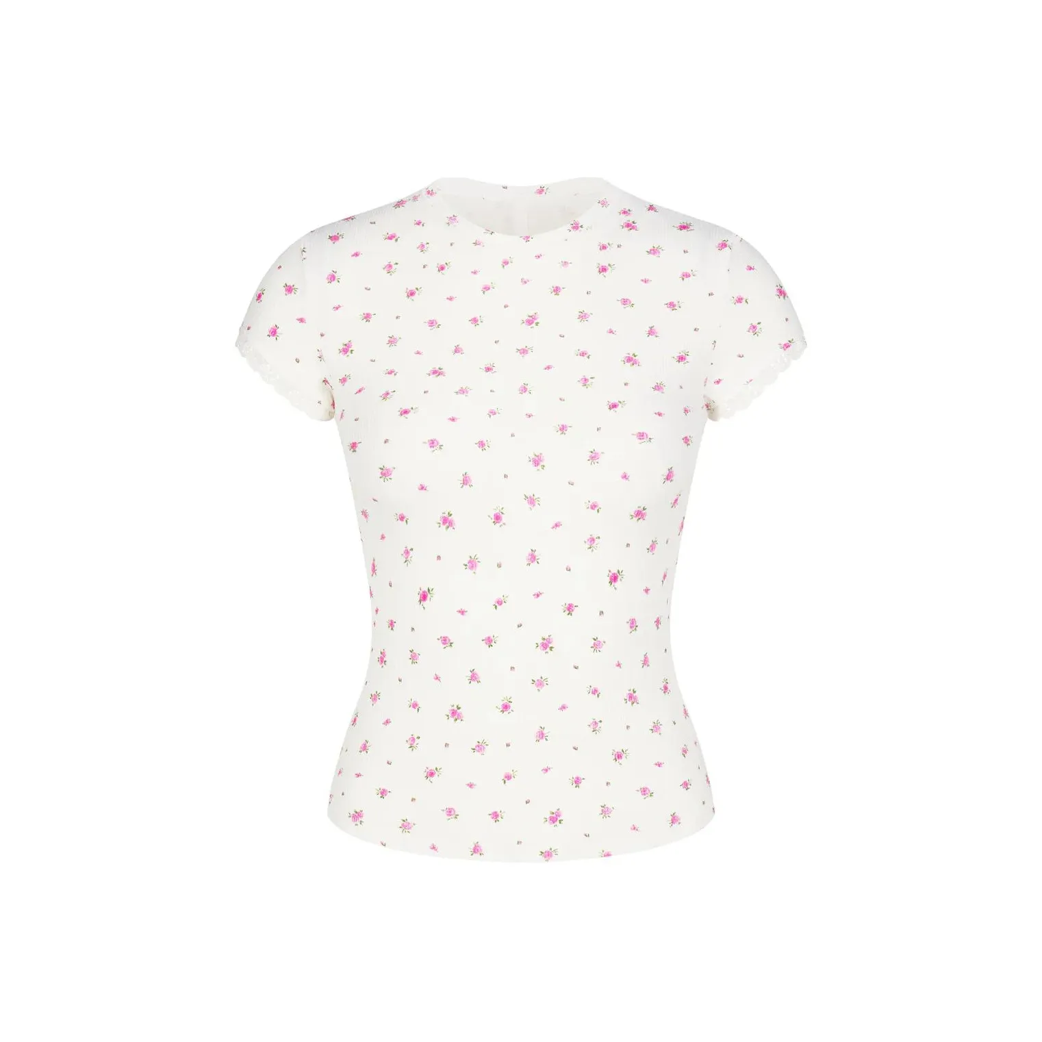 SKIMS T Shirt Women's NEON ORCHID ROSE PRINT/Neon Orchid Rose Print