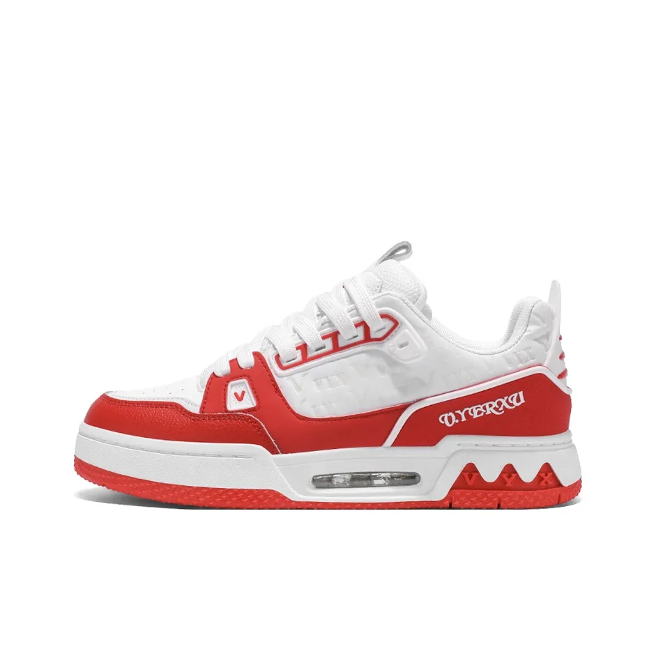 V.YERXU Air Trainer Versatile Casual Red Height Increasing Abrasion Resistant Low Top Skateboard Shoes Unisex