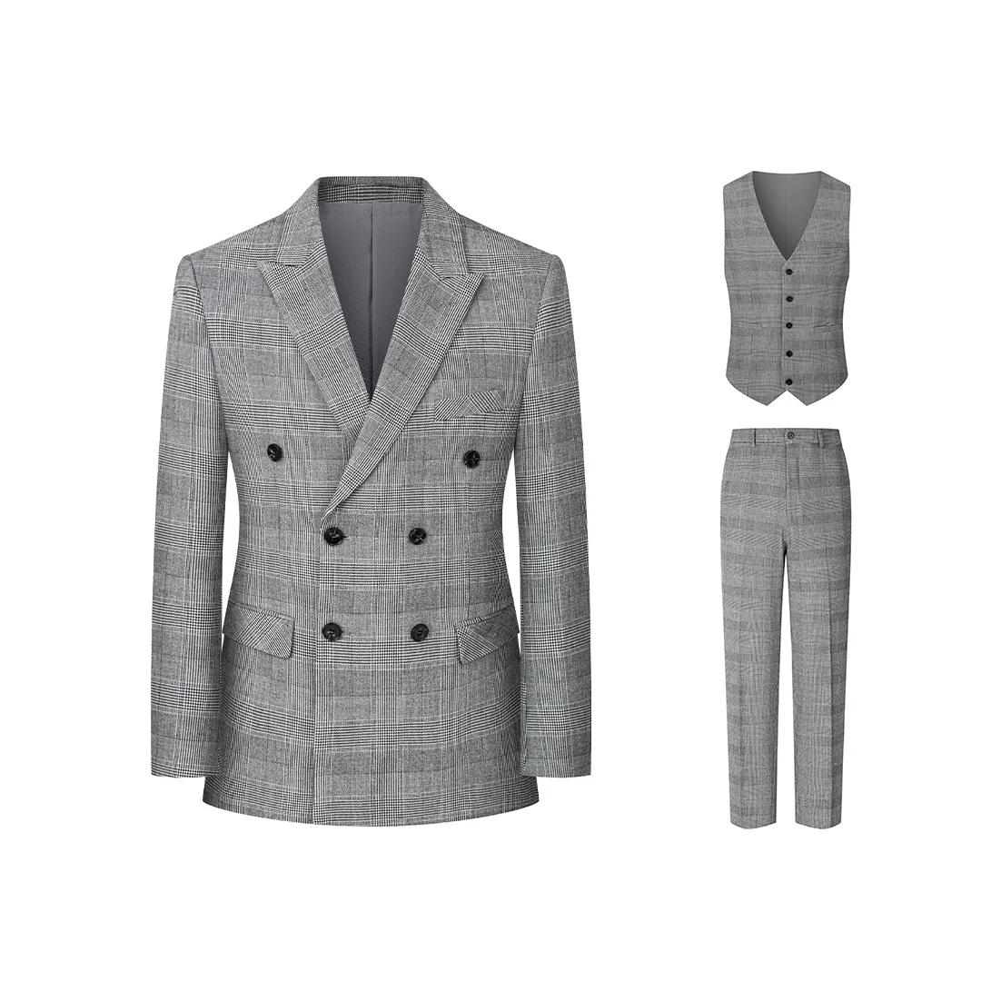 JOHNHOLLIS Business Suits Men's Light Gray