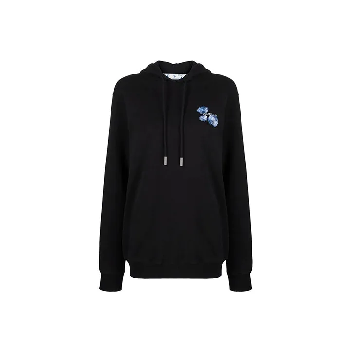 OFF WHITE Women's Embroidered Floral Arrow Reg Hoodie Black