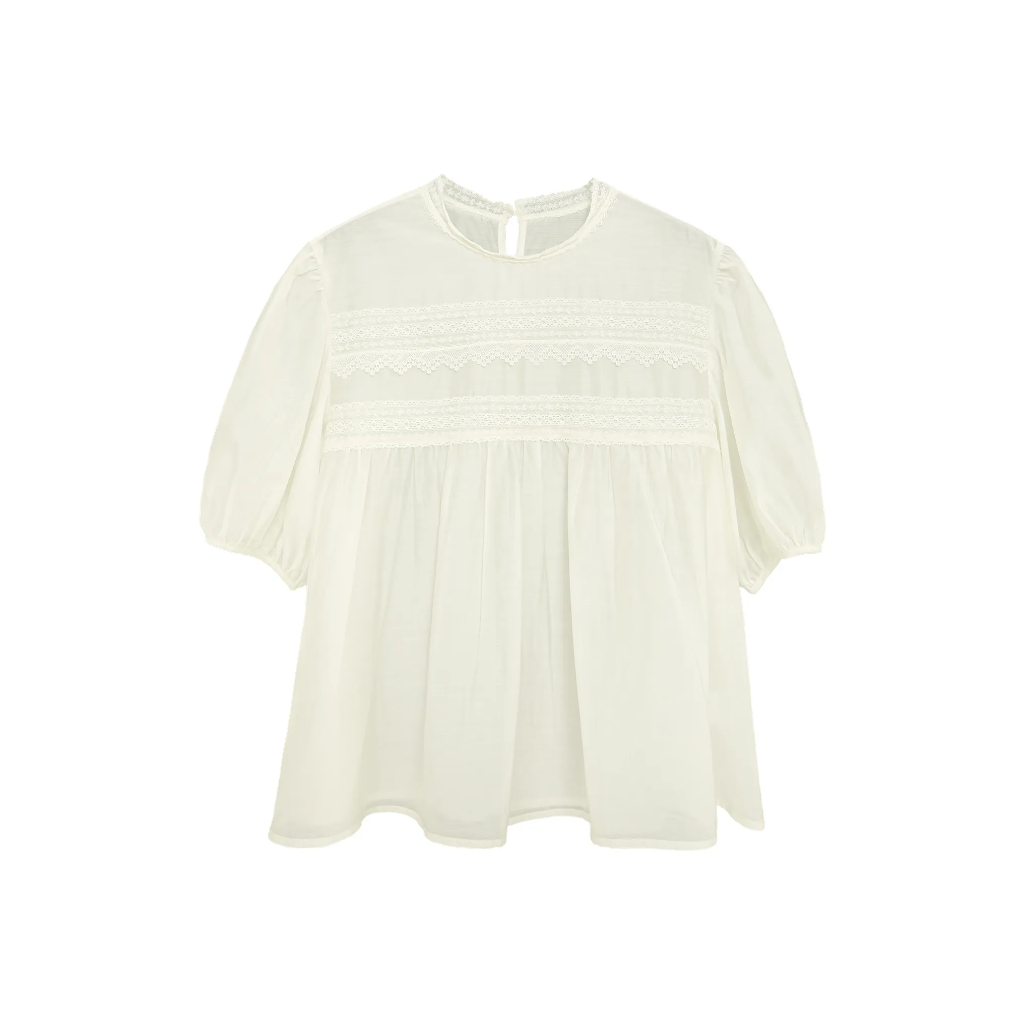 Fstudio French Lace Blouse Women's White