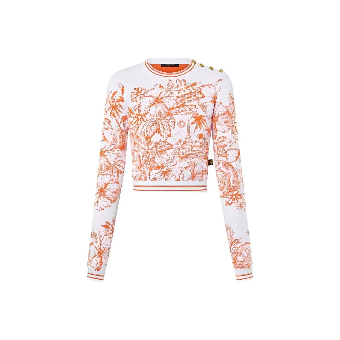 LOUIS VUITTON Tropical Floral Knit Cropped Pullover
