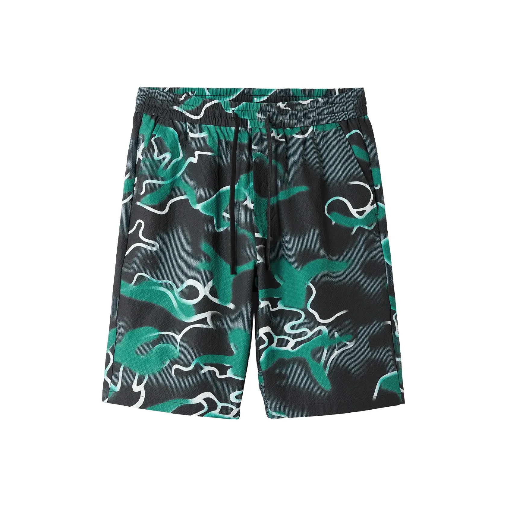 HLA Повседневные шорты Мужские Изумрудно-зеленый с узором