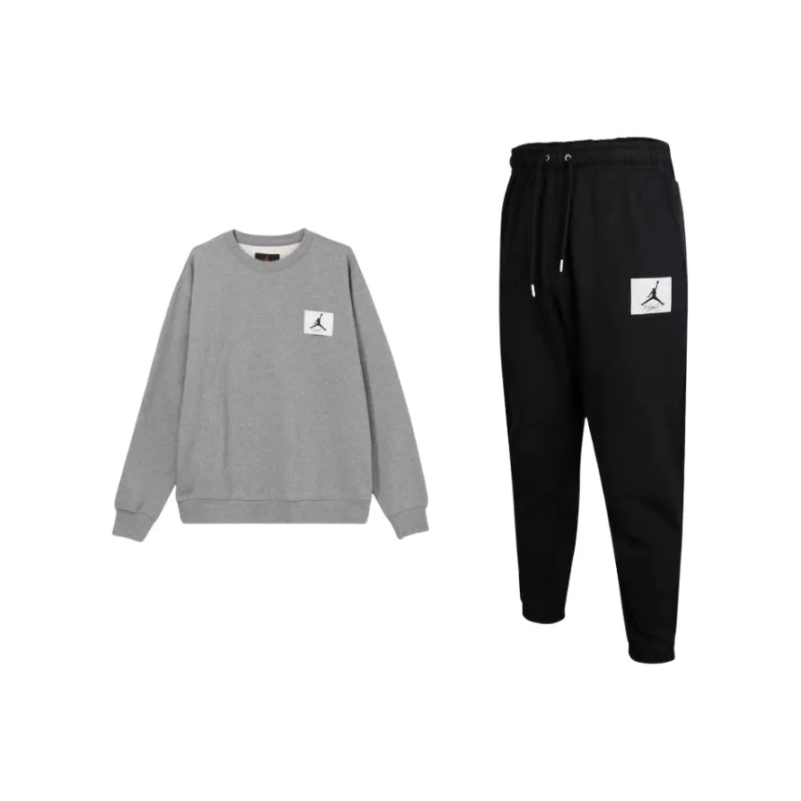 Jordan Sweatshirt Sets Men's Clothing Set Gray Top+Black Bottom