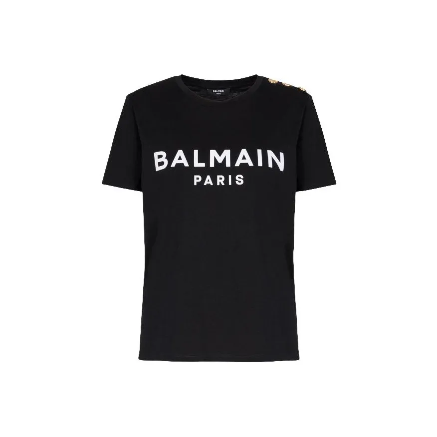 BALMAIN Logo Printed Crewneck T Shirt