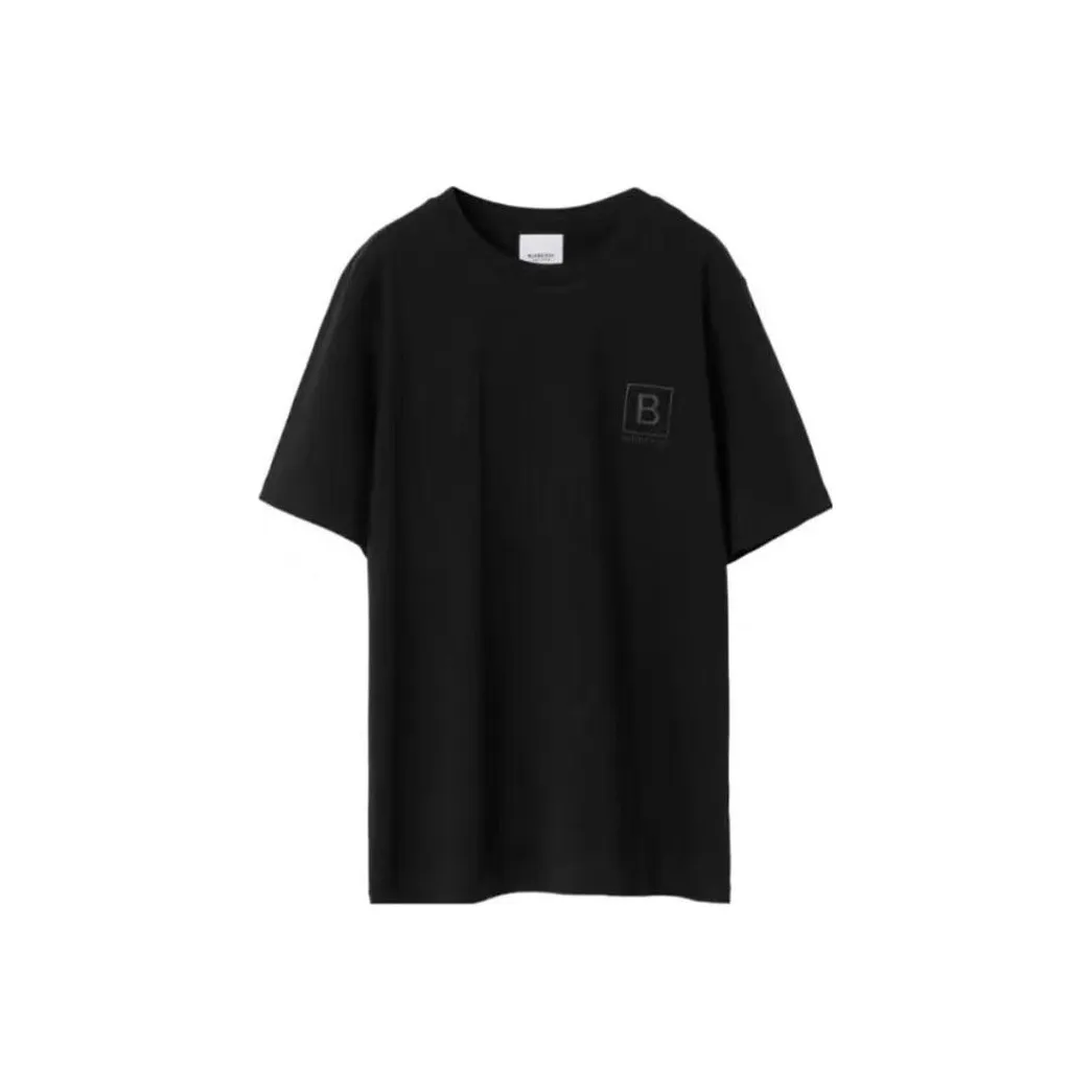 Burberry SS23 Letter Embroidery Drop Shoulder T-shirt Black