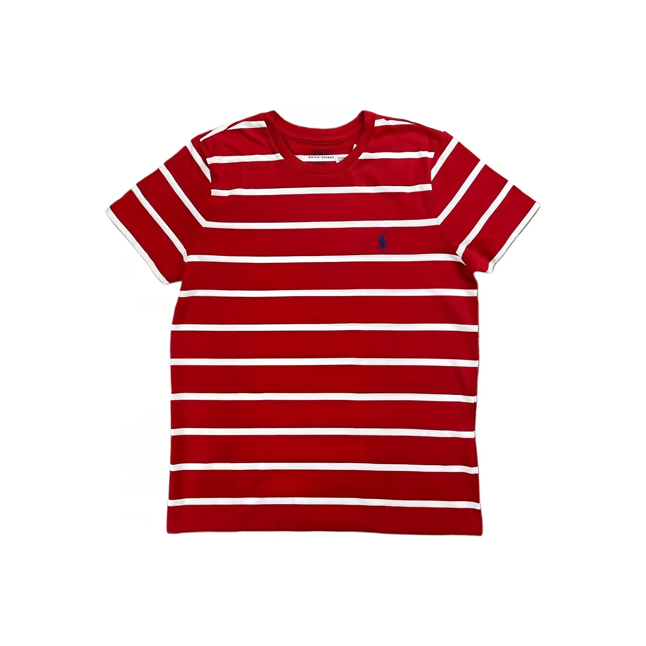 Polo Ralph Lauren Stripes Small Horse Embroidered Crew Neck Pullover Short Sleeved T Shirt Women's Red