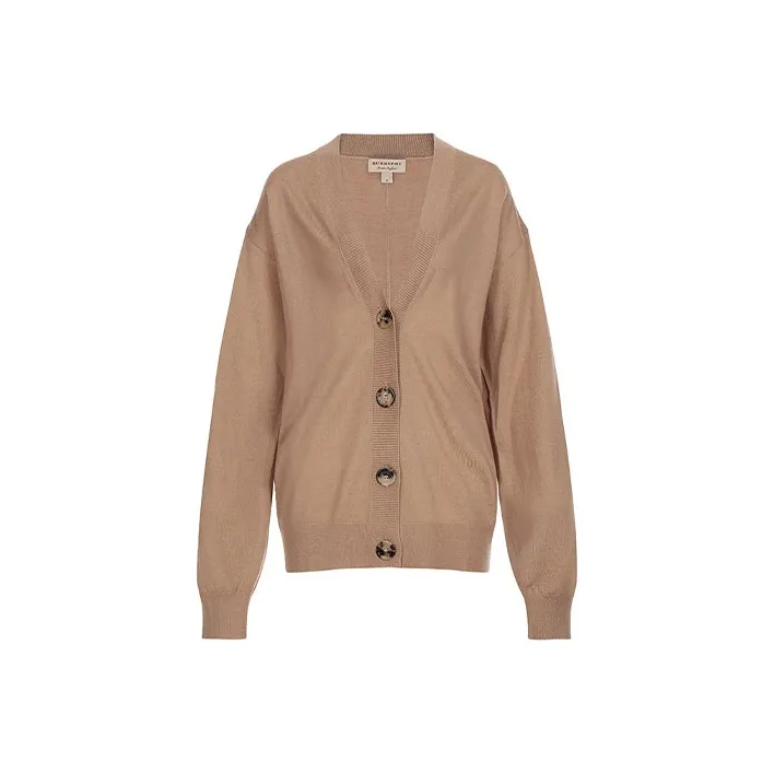 Burberry Vintage Check Elbow Patch Dornoch Merino Wool Cardigan Brown