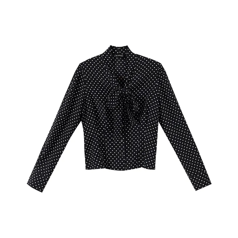 YUMOMO STAR Shirts Women's Black With White Dot