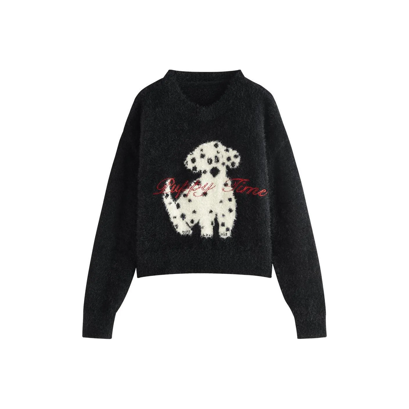 FANSILANEN Свитер Женские Черный And Белый с Пятном Собака