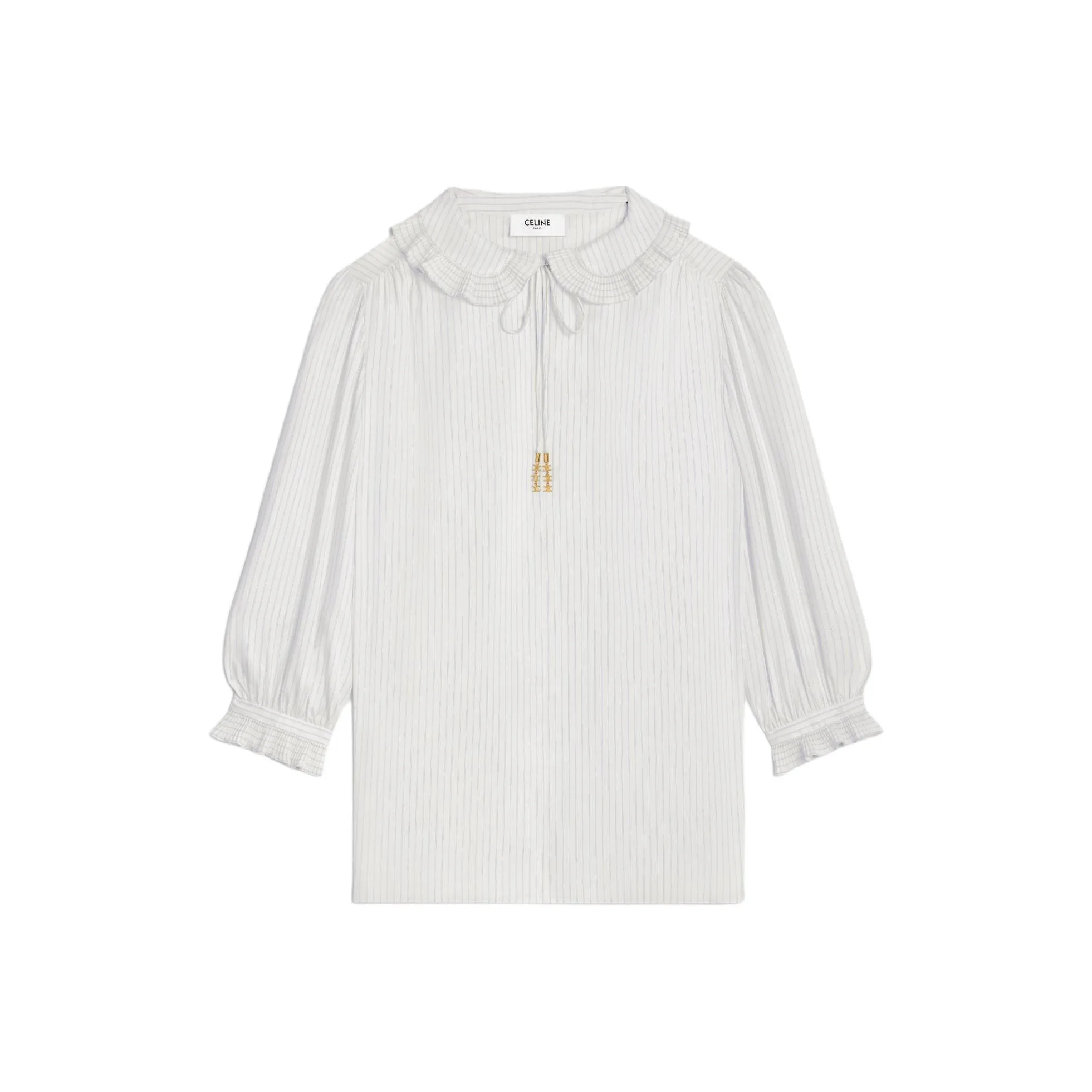 CELINE Striped Tie Detailed Top
