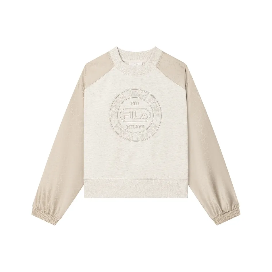 FILA MILANO Italian Luxury Sports Collection Sweatshirt Women's Light Khaki Heather Gray