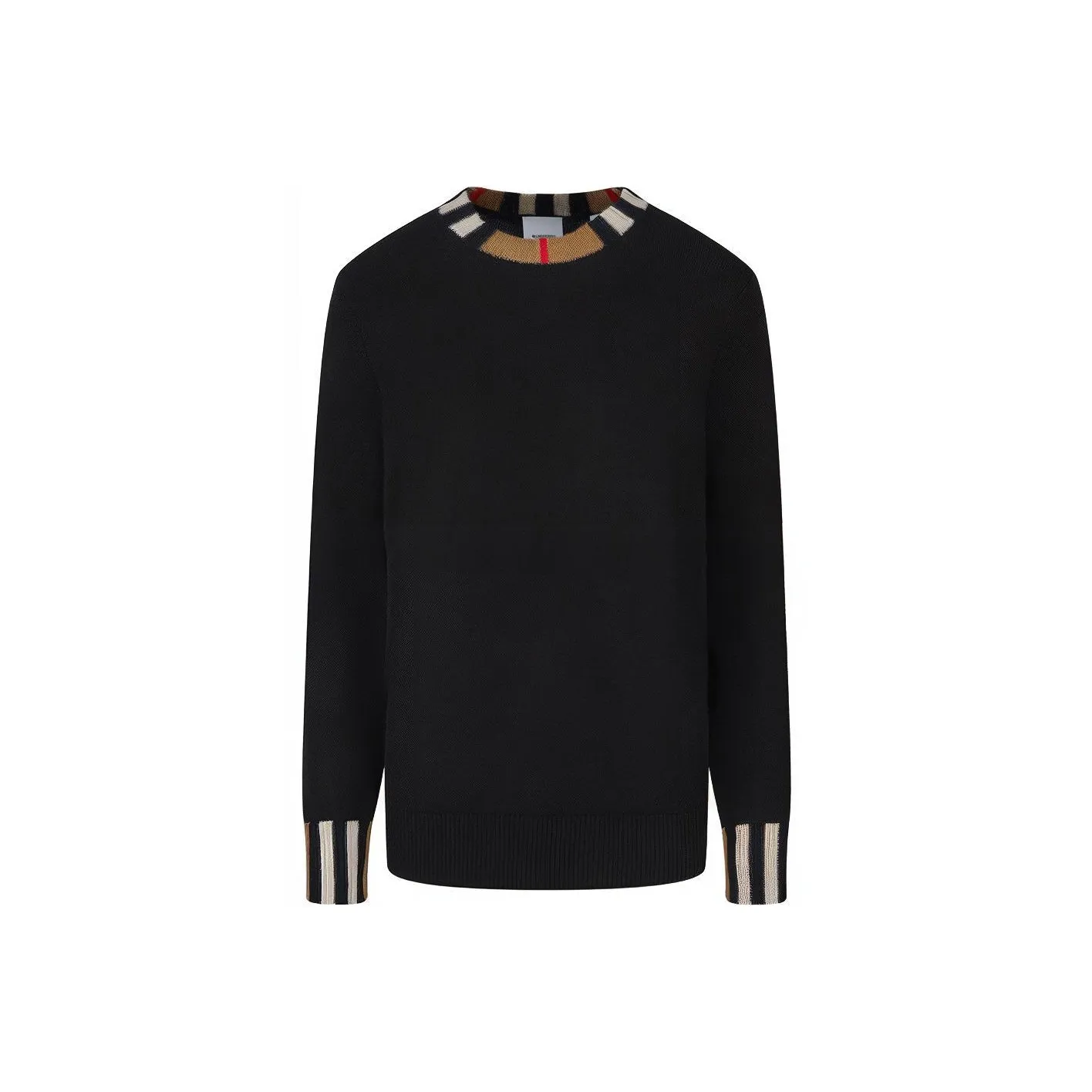 Burberry Icon Stripe Trim Cashmere Sweater Black