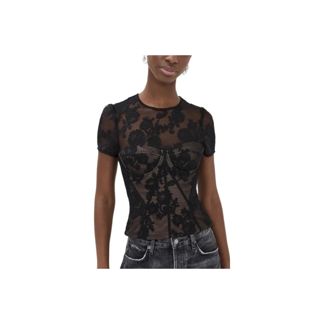 Self Portrait T-Shirt Женская Черная