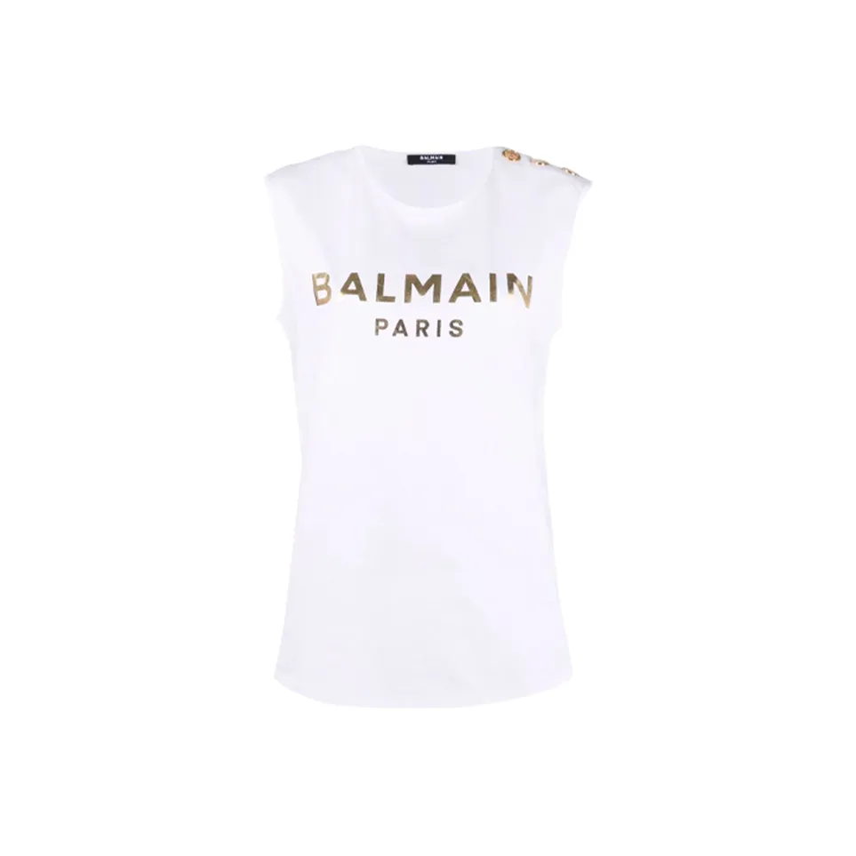 BALMAIN SS22 Топ на бретелях Женский Белый