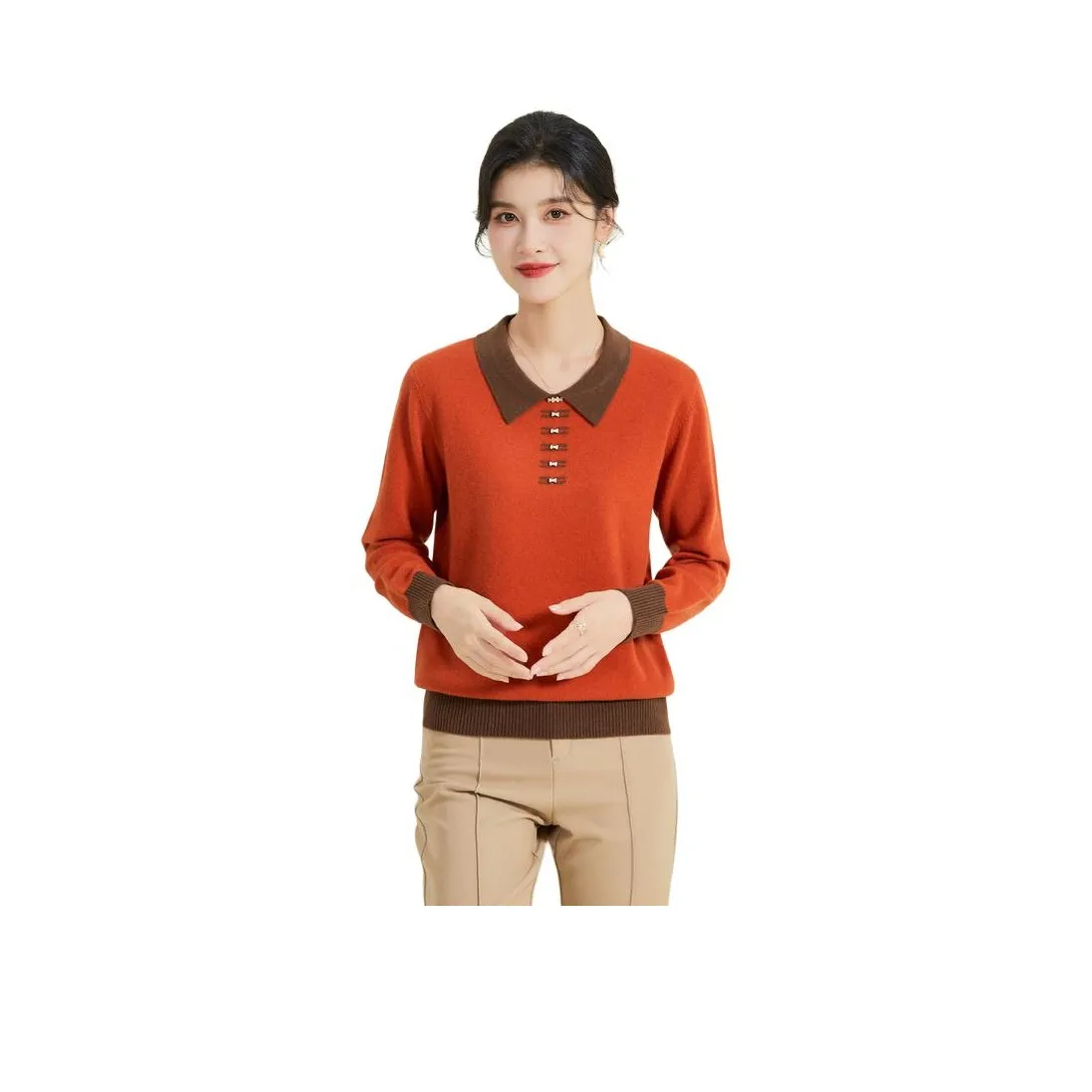 JINJU Свитер Женский Оранжевый Красный