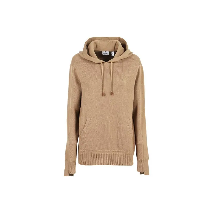 Burberry Logo Embroidered Drawstring Knit Hoodie