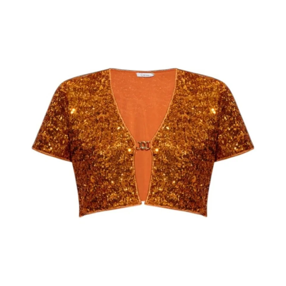 Oséree Sequined Cropped Cardigan
