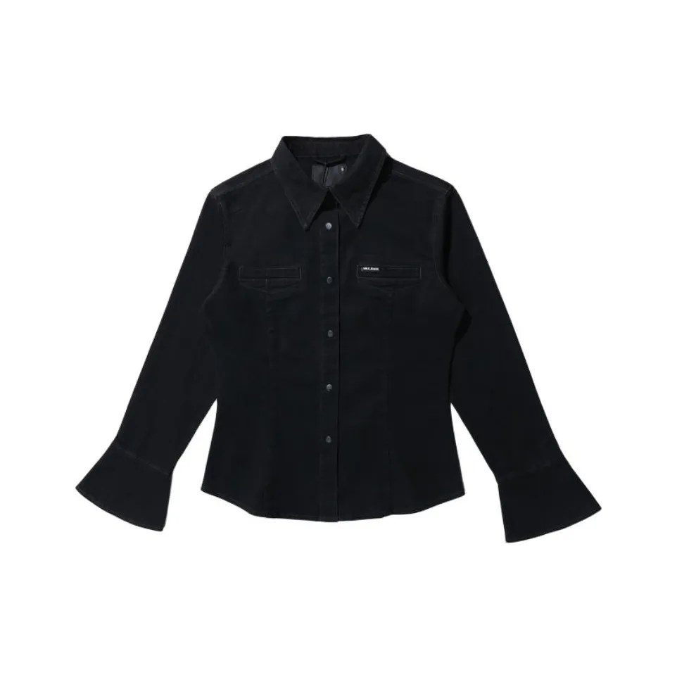 ABLE JEANS Рубашка Женская Выстиранная Черная