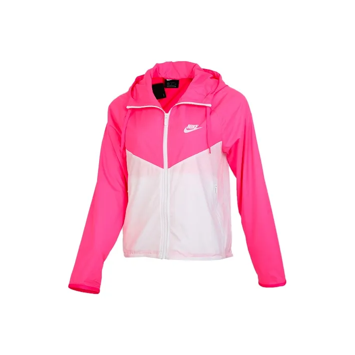 Nike Sport Colorblock Zip Up Hooded Water Resistant Jacket White Pink