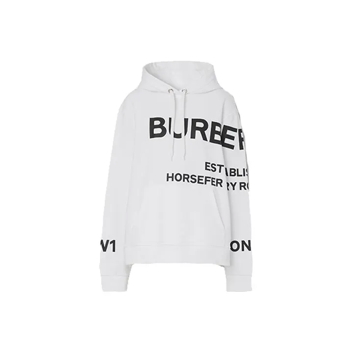 Burberry Horseferry Print Cotton Oversized Hoodie White