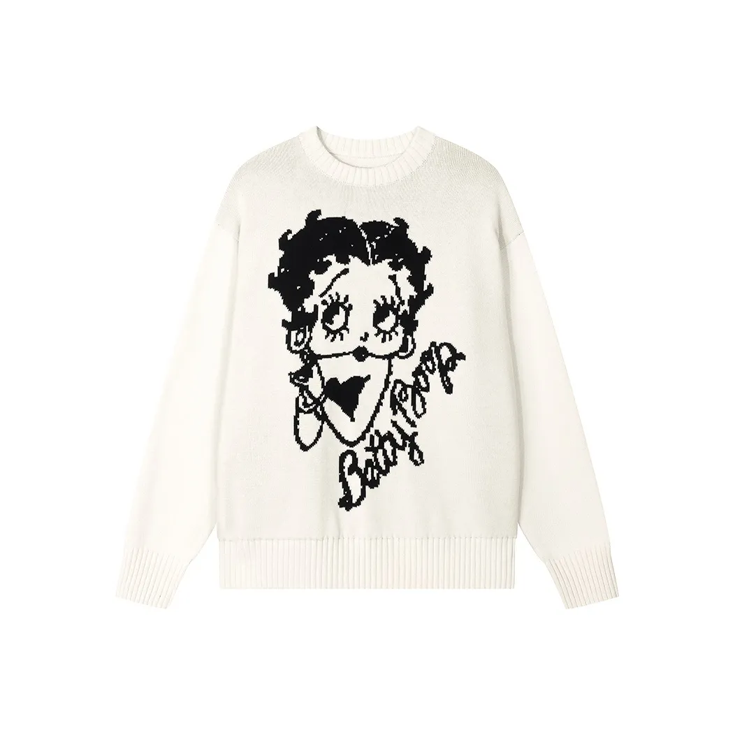BETTY BOOP Knitted Fabric Sweater Women's Beige Apricot