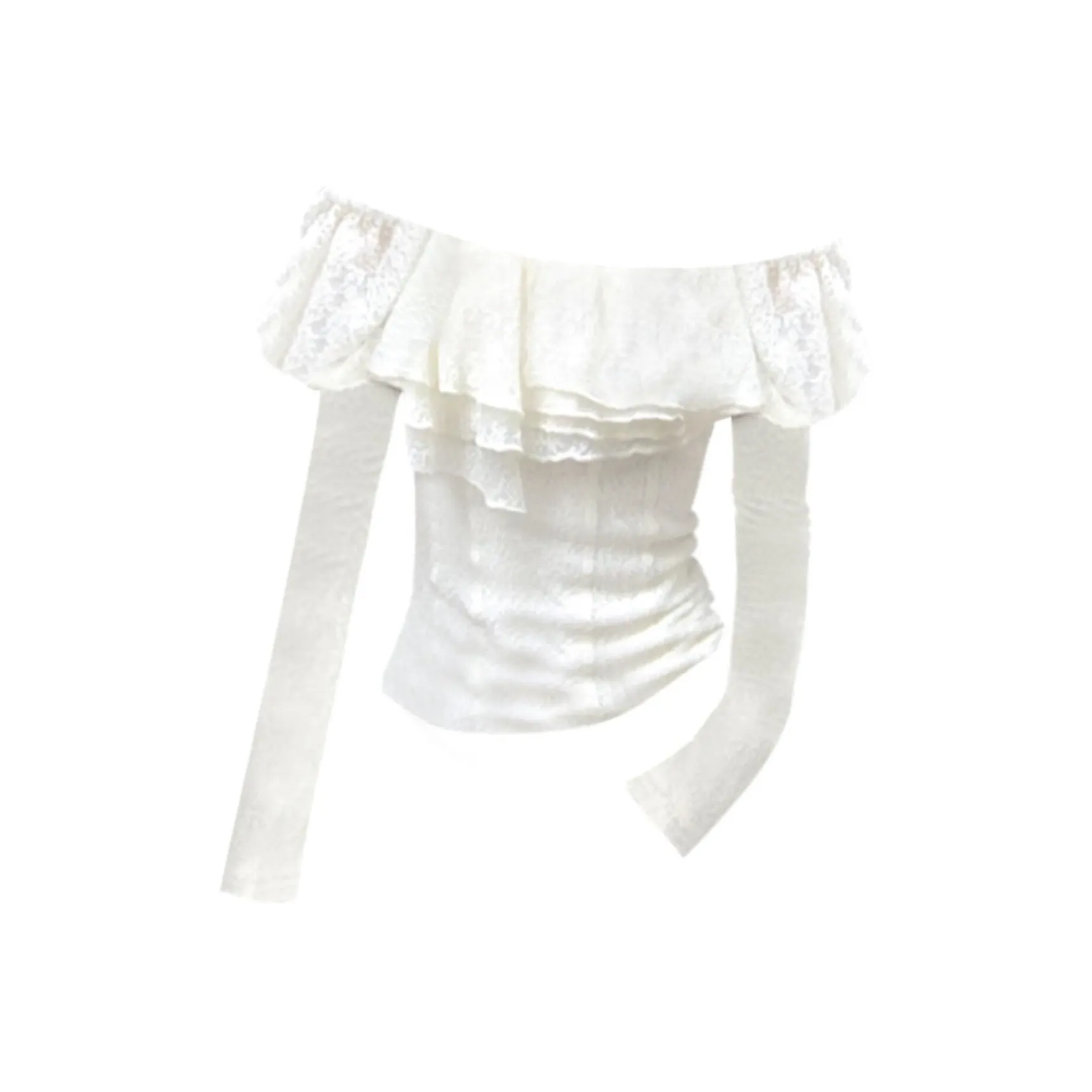 TASTILY Рукав-буф рубашка женская молочно-белая