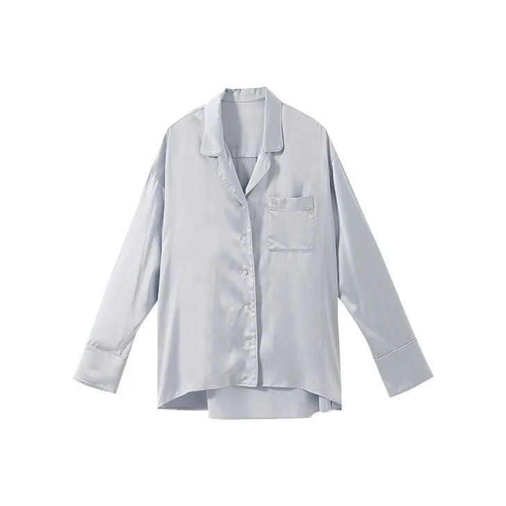 YUMOMO STAR Серебристо-серый Синий Женские Рубашки