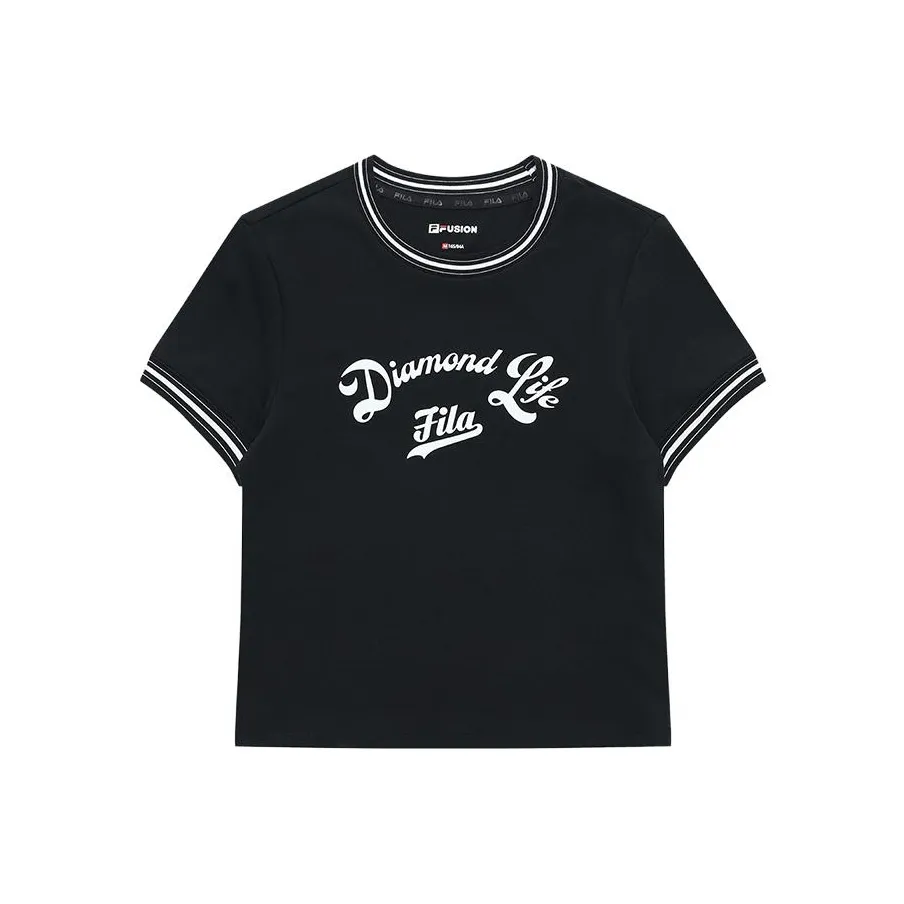 FILA FUSION BASEBALL Series Set in Sleeve T Shirt Women's Pitch Black