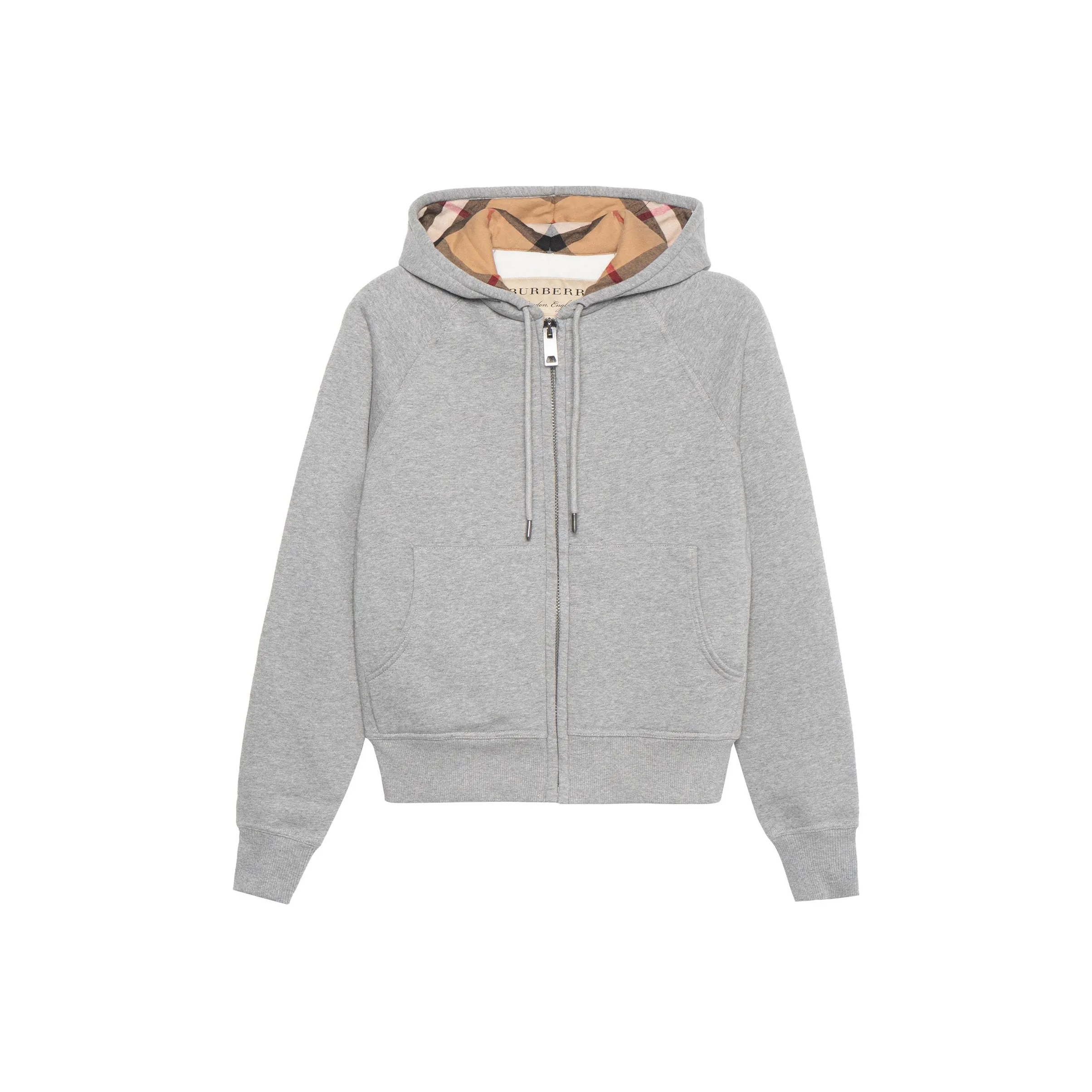 Burberry Women'ss Zip-Up Hooded Fleece Sweatshirt Gray