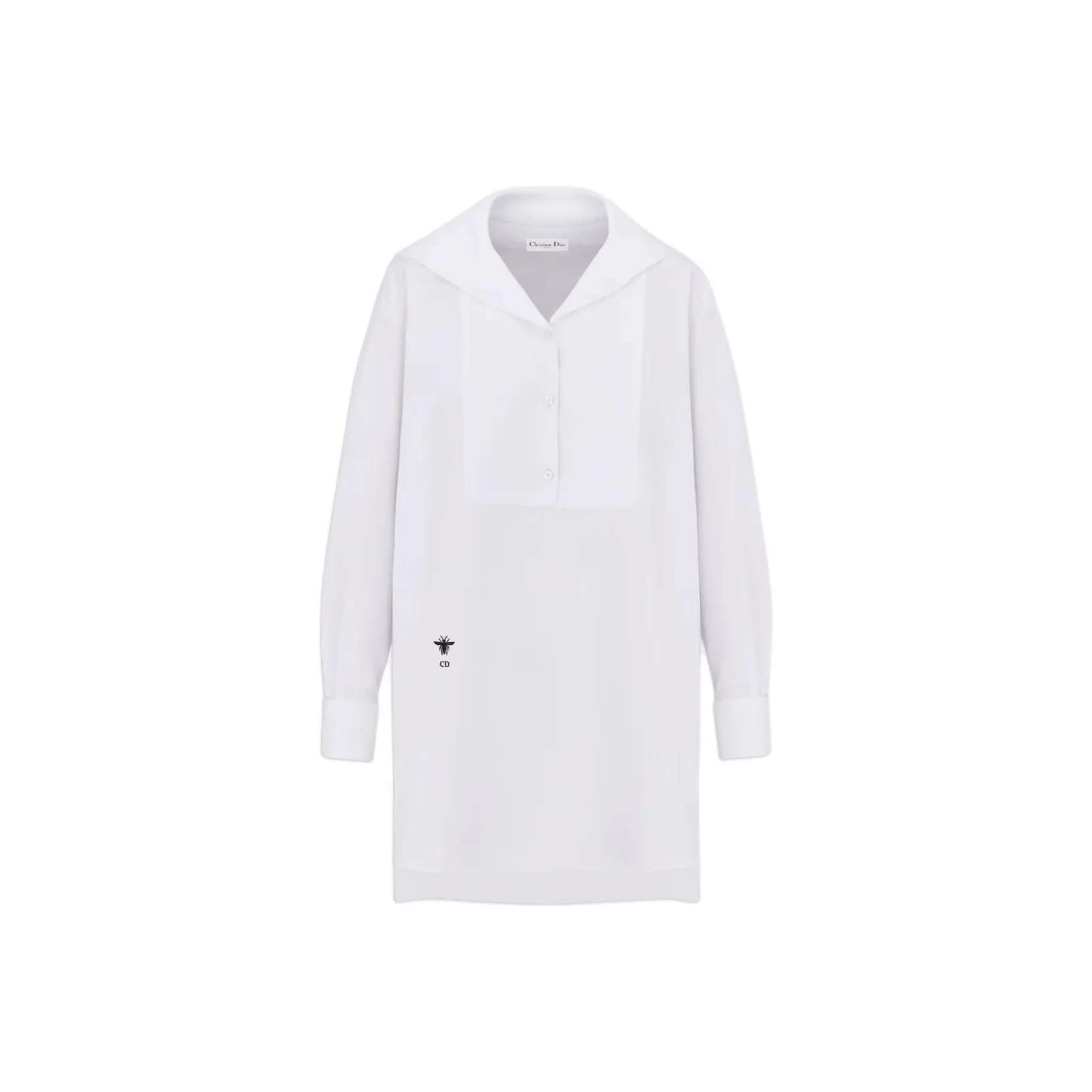 DIOR Blouse With Sailor Collar White Cotton Poplin Shirt Women's White