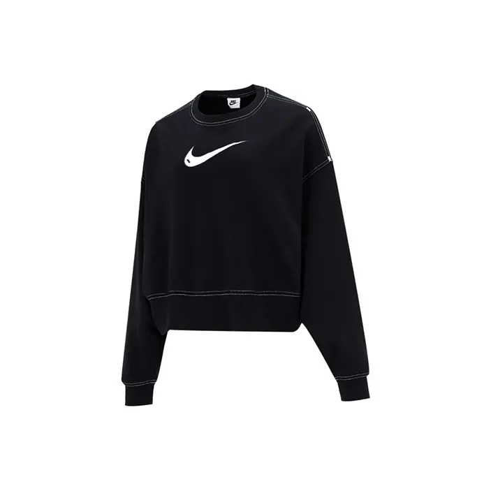 Nike Sportswear Swoosh Oversized Women's Fleece Crew-Neck Top Black