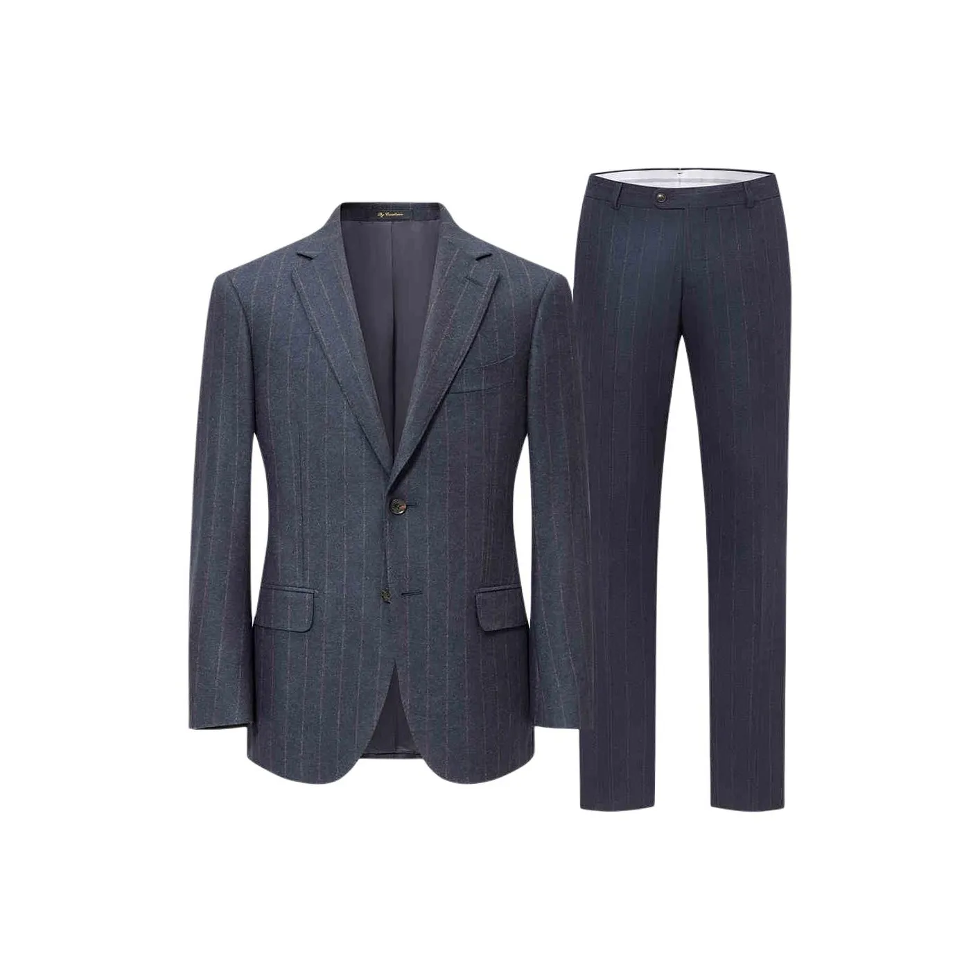 BY CREATIONS Бизнес костюм мужской темно-синий Pencil полосы
