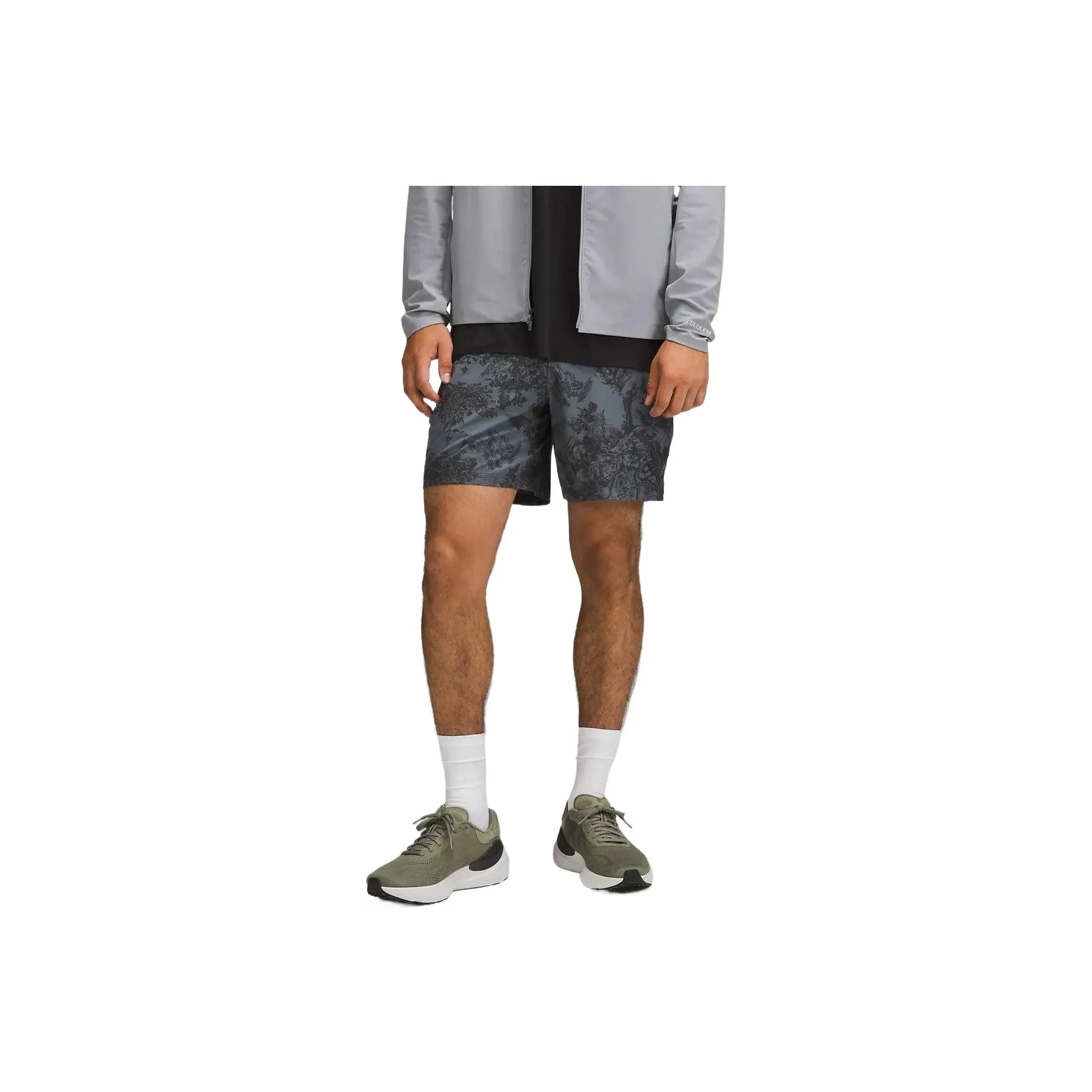 Lululemon Pace BreakerReflective Short Casual Shorts 7' Men's Sketching Tablecloth Oil Gray Multicolor