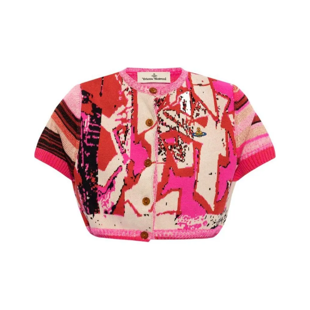 Vivienne Westwood Logo Embroidered Cropped Cardigan