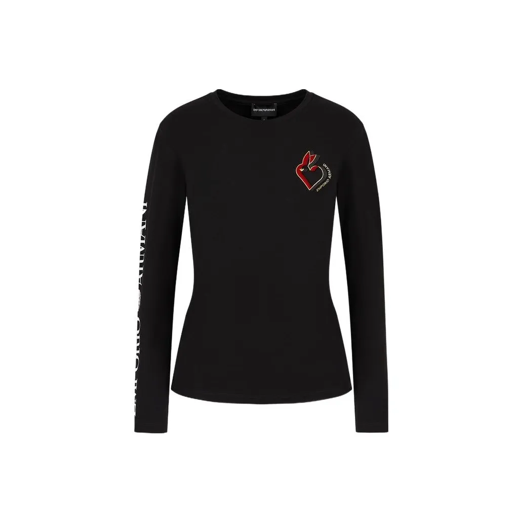 EMPORIO ARMANI Год кролика Черные Женские футболки