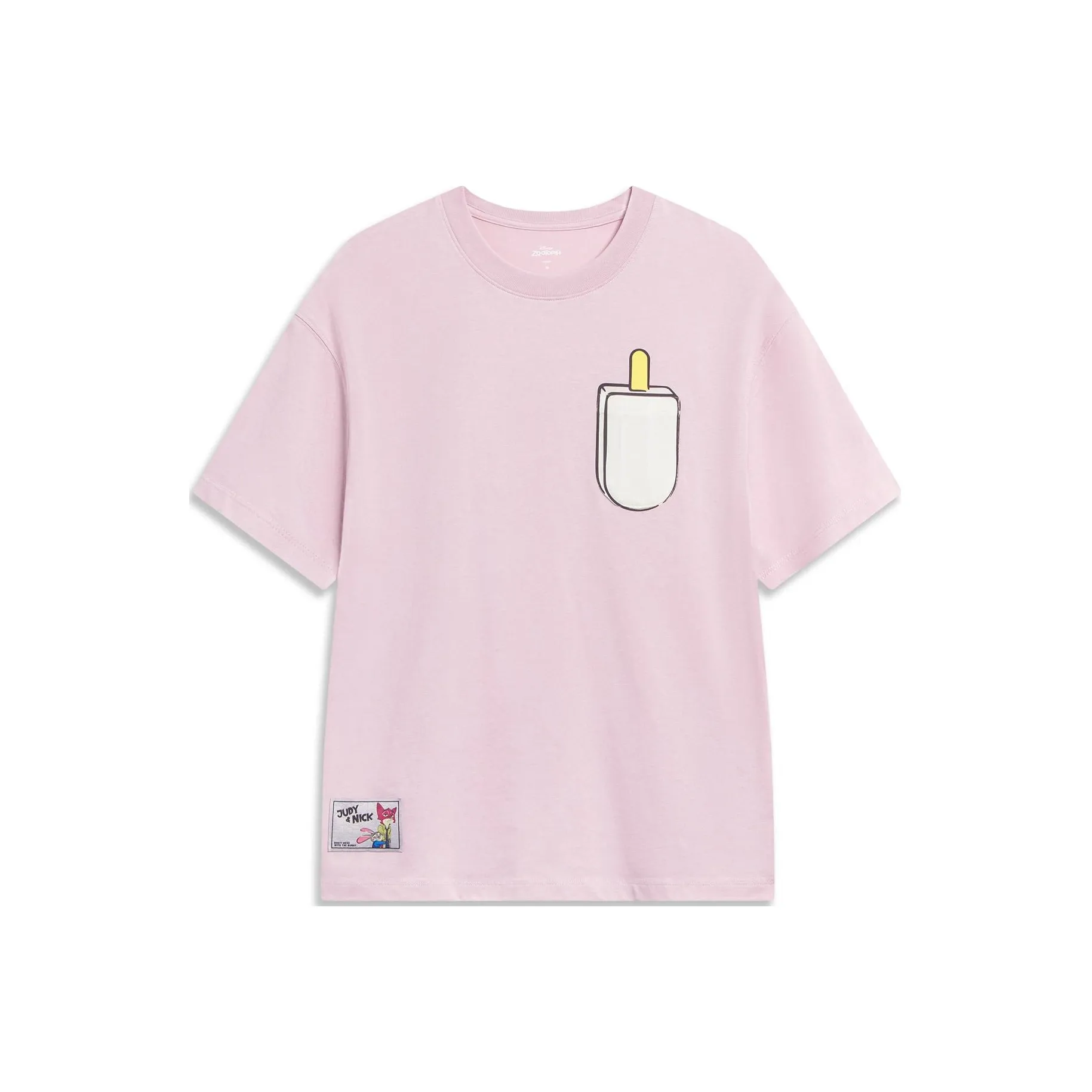 LiNing x Disney Sports Trend Series Drop Shoulder Sleeve T Shirt Women's Soft Sand Pink