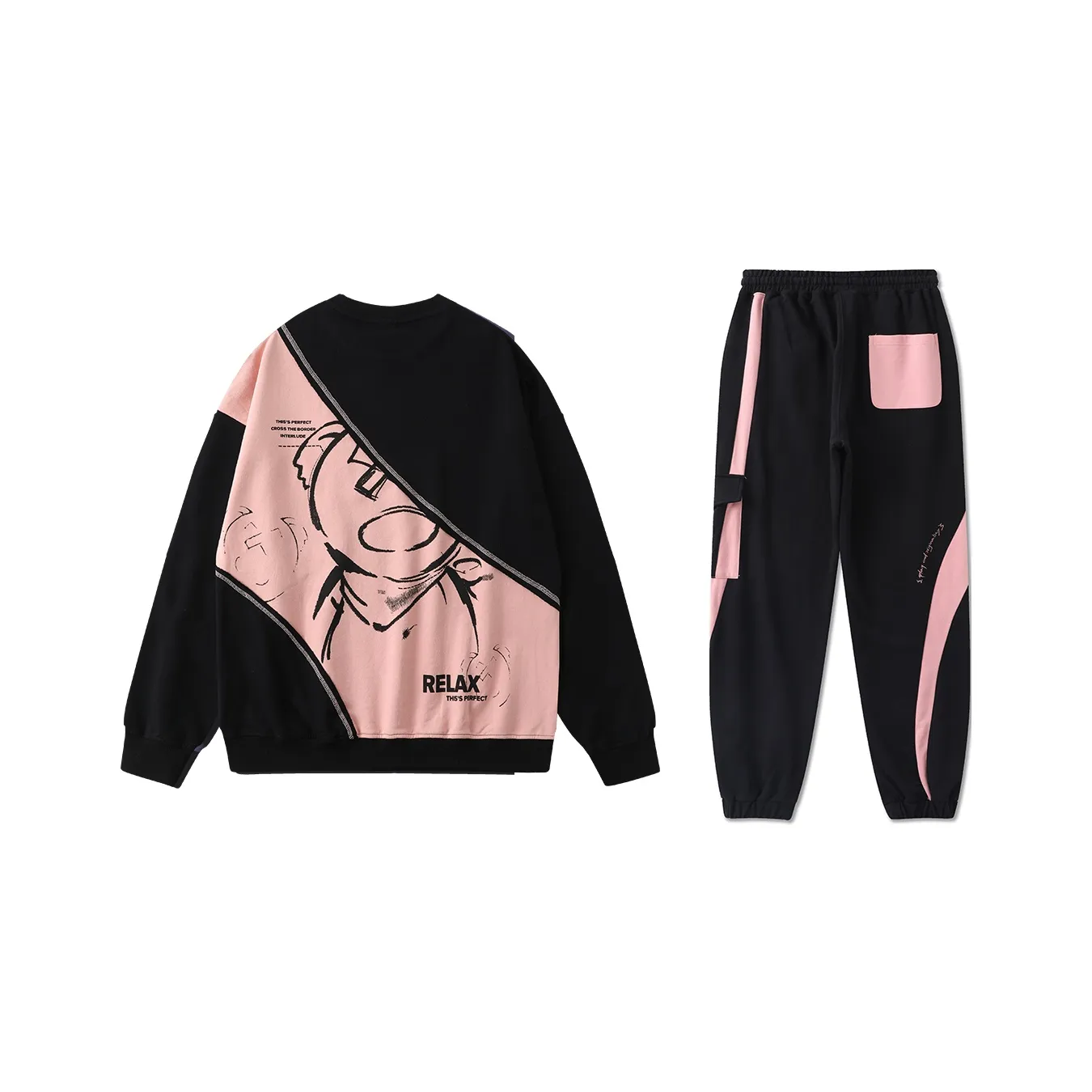 LAMLICKA Комплект Свитшот Унисекс Черный Розовый