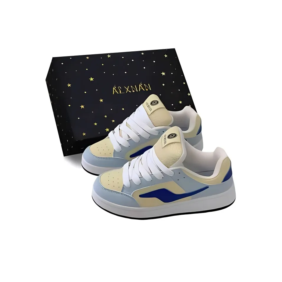 ALXNAN Противоскользящие и износостойкие кроссовки для скейтбординга с низким верхом увеличивающие высоту женские желто-синие