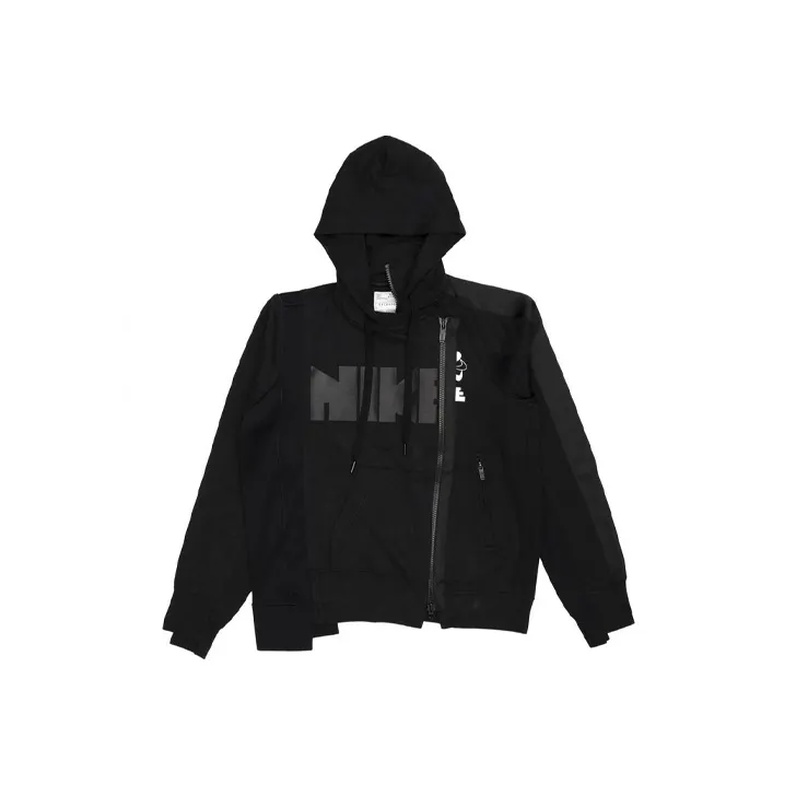 Nike X Sacai Double Zip Hoodie 'Black/Dark Obsidian'