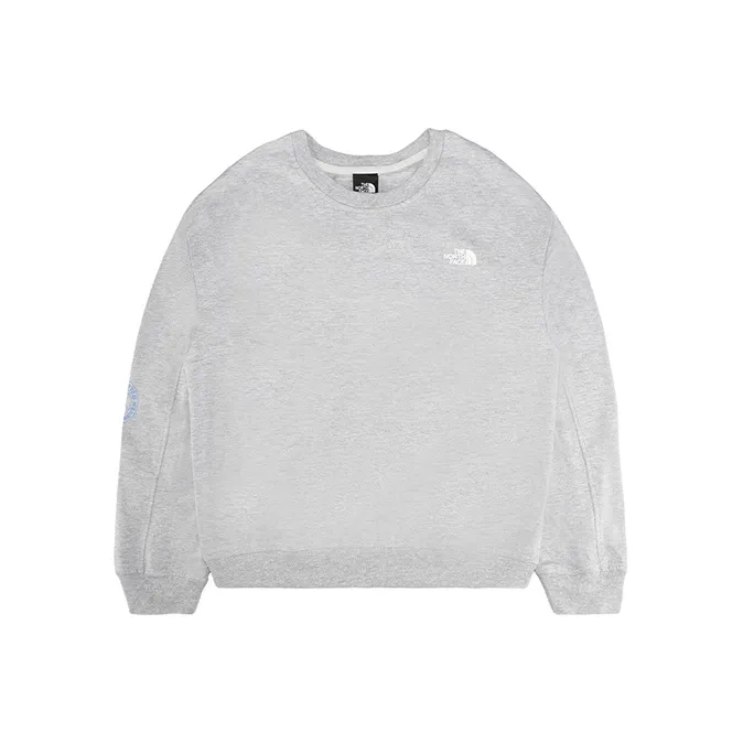 THE NORTH FACE Crew Neck Sweatshirt Spring Autumn And Winter Women's Light Gray