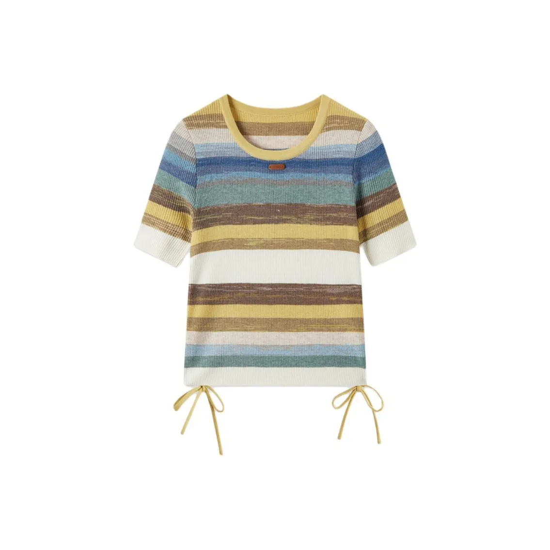 EICHITOO T-рубашка Женская Горчично-желтая Полосатая