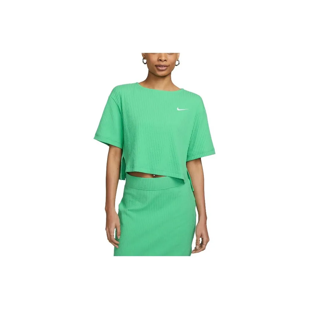Nike Sportswear Ribbed Jersey Short-Sleeve Top Green