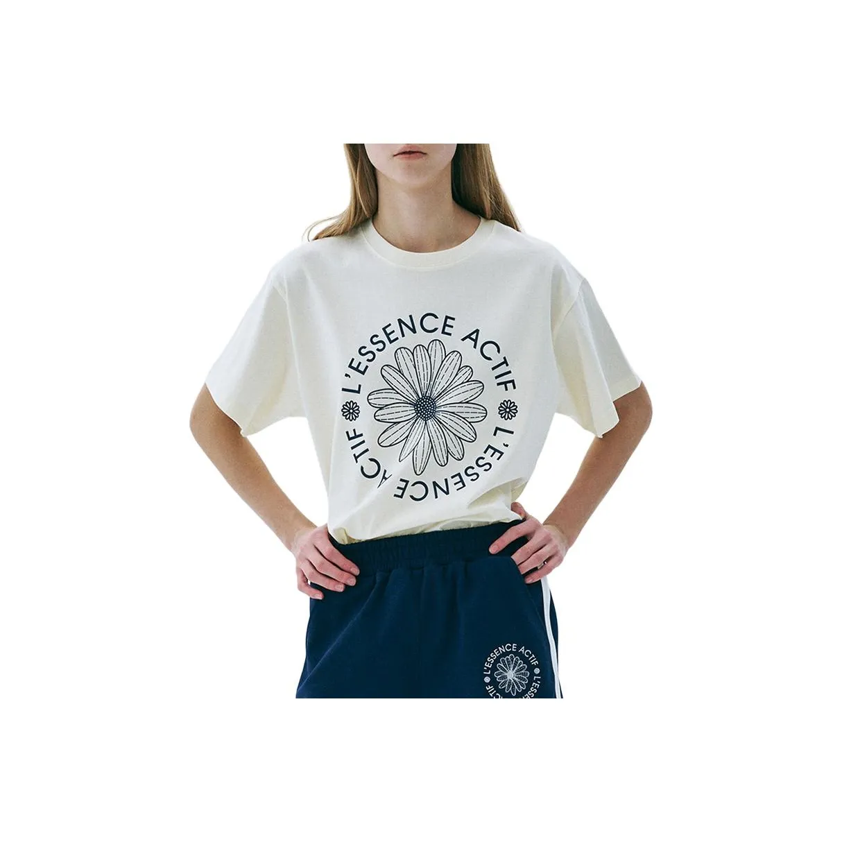 MARDI MERCREDI ACTIF Спорт SS25 T Рубашка Женская Кремовый Морской Синий Корейский стиль
