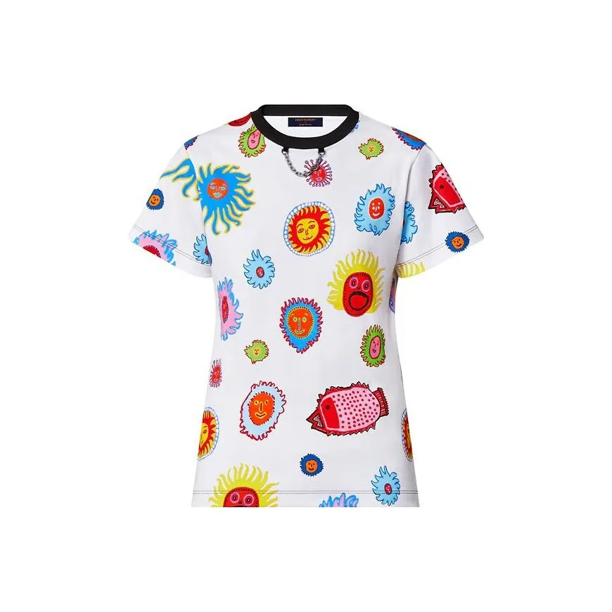 LOUIS VUITTON Pre Owned 2020s X Yayoi Kusama Face print Cotton T shirt