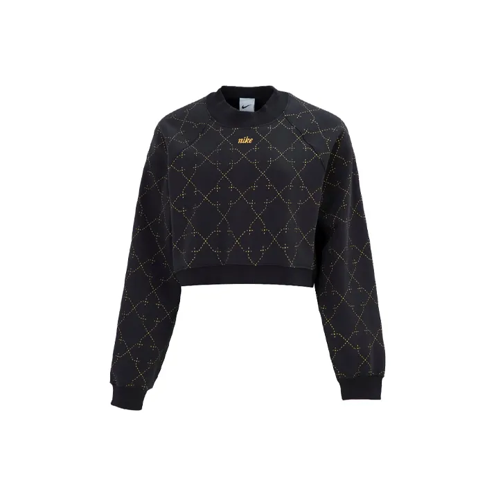 Nike Women'ss Sporty Fleece Cropped futsal Pullover Sweatshirt Black