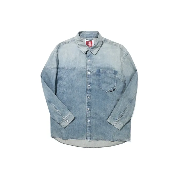 ABLE JEANS Рубашка Женская Светло-желтая Грязно-синяя