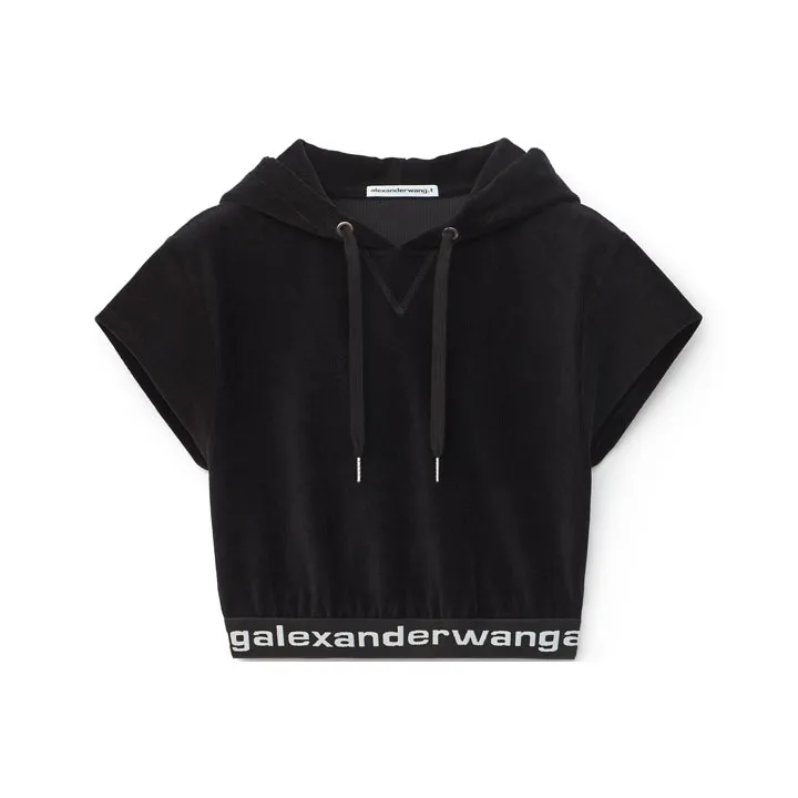 alexander wang Cropped Corduroy Hoodie