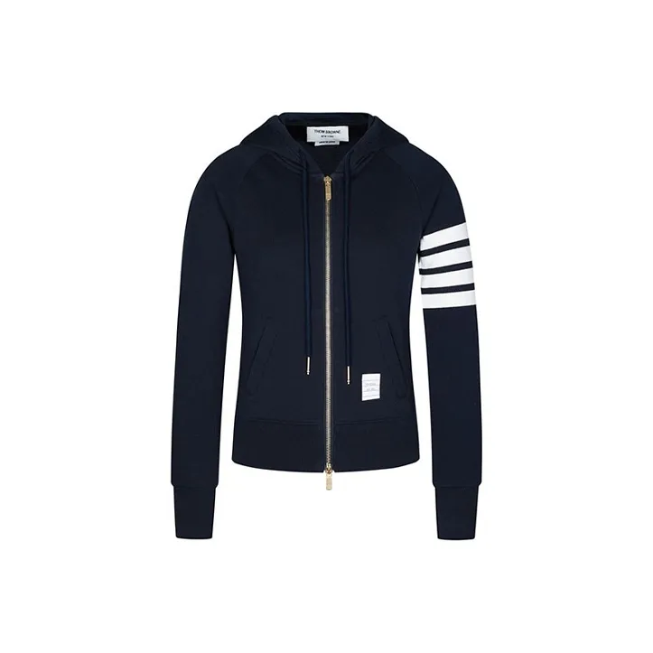 THOM BROWNE 4-Bar Striped Zip-Up Hoodie